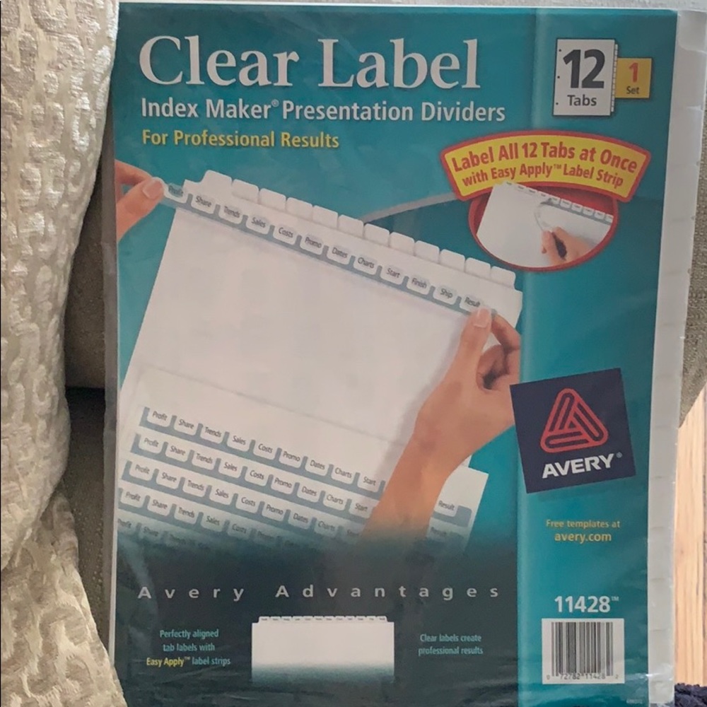 NIB Avery clear label index dividers